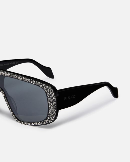 Pinko Blue Crystal-Embellished Geometric Sunglasses