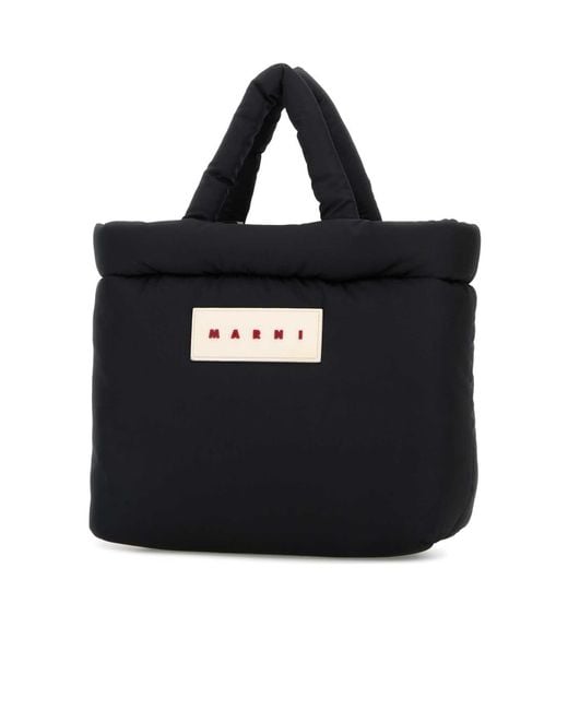 Marni Black Logo Patch Tote Bag