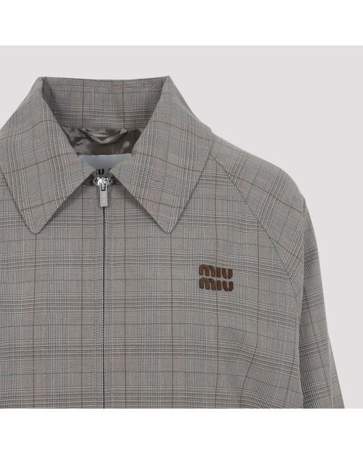 Miu Miu Gray Long-Sleeved Casual Jacket