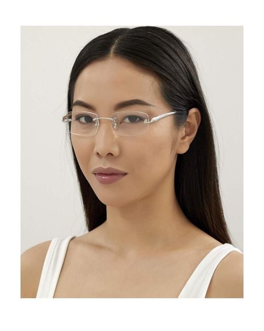 Cartier White Rectangular Rimless Glasses for men