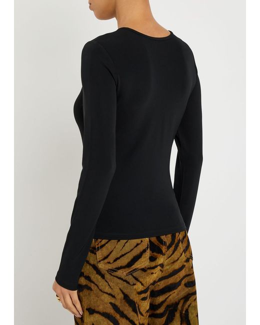 FRAME Black The Keyhole Stretch-Rayon Top