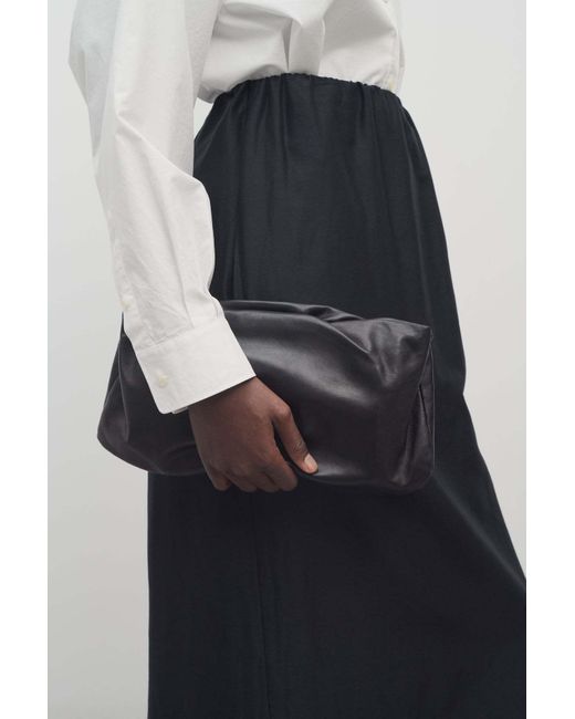 The Row Black Xl Bourse Pleated Tote