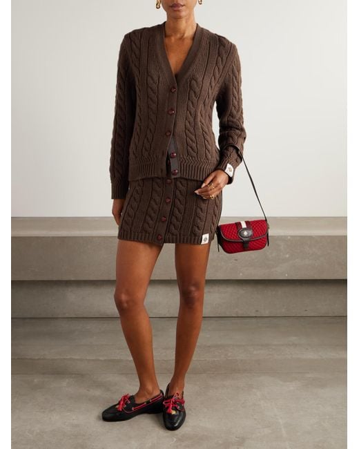 Bally Brown Cable-Knit Wool Cardigan
