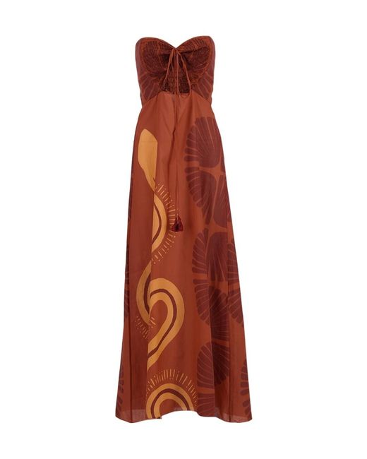 Johanna Ortiz Red Off-The-Shoulder Dress