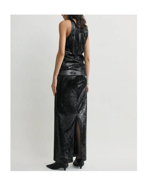 Totême Black Sequin High Round Neckline Top