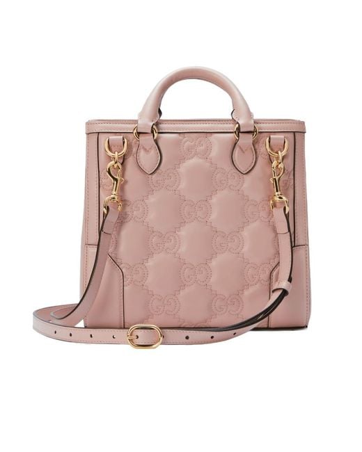 Gucci Pink Gg Logo-Embossed Mini Tote Bag