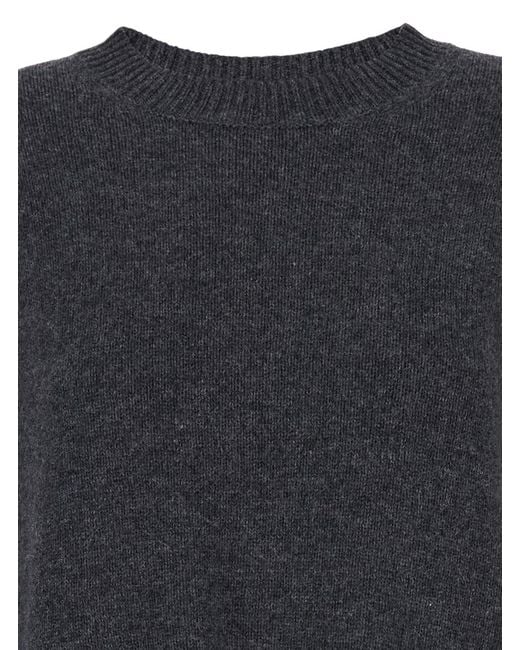 Allude Black Relaxed Crewneck Pullover Sweater
