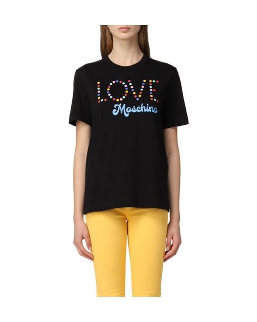Moschino Black Logo-Embroidered Cotton T-Shirt