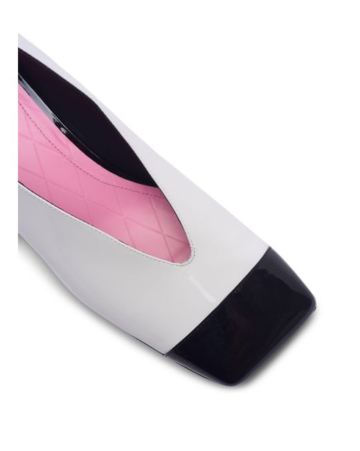 Balmain White Two-Color Patent Leather Ballet Shoes