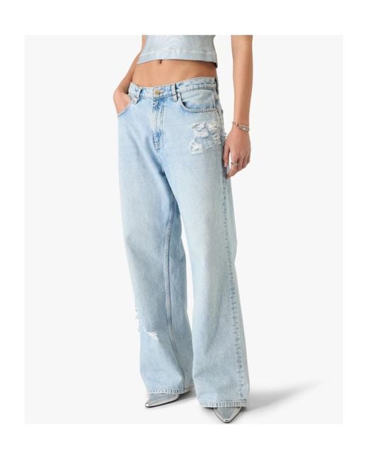 Casablanca Blue Ripped-Letter Jeans