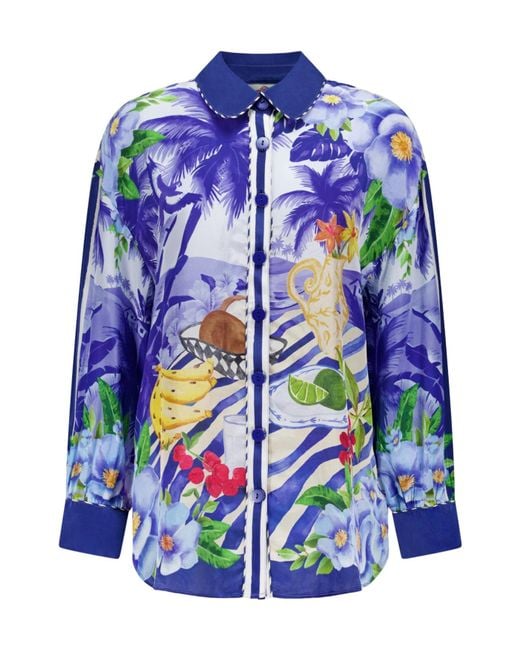 Farm Rio Blue Long Sleeve Shirt