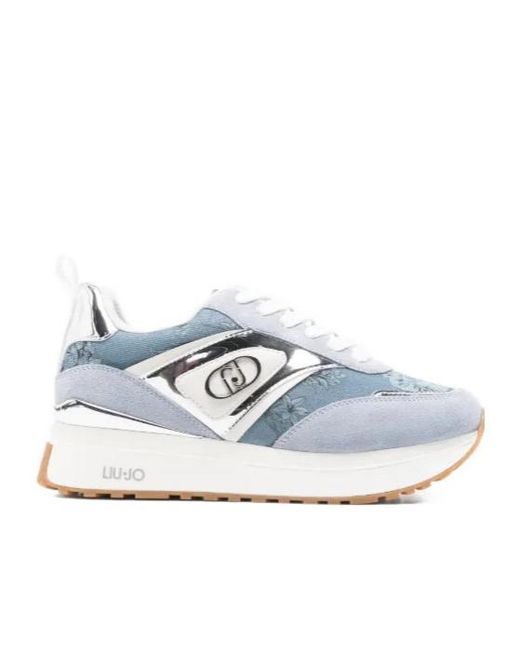 Liu Jo Blue Floral-Print Sneakers
