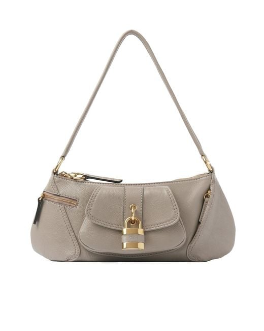 Chloé Gray Chloé The 99 Lock Detailed Shoulder Bag