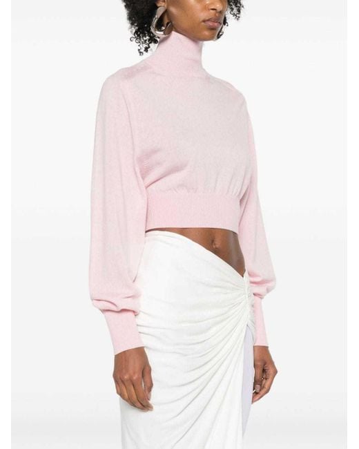 Sportmax Pink High Neck Long-Sleeved Jumper