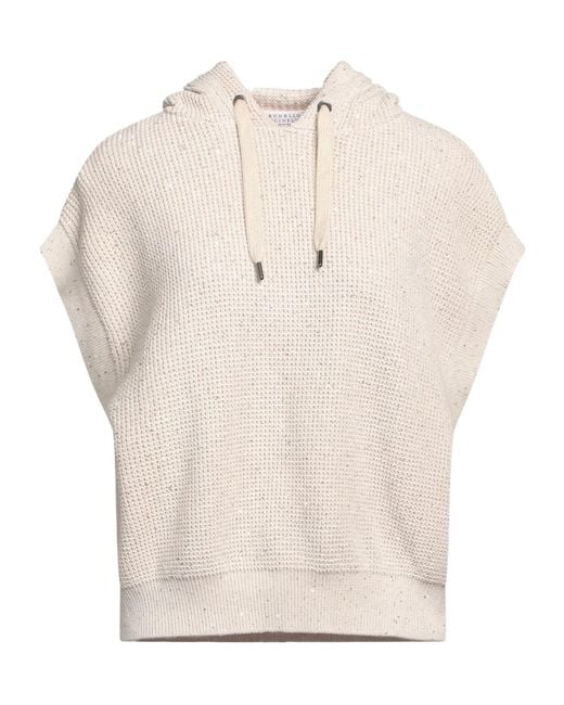 Brunello Cucinelli White Solid Color Sleeveless Knit Top