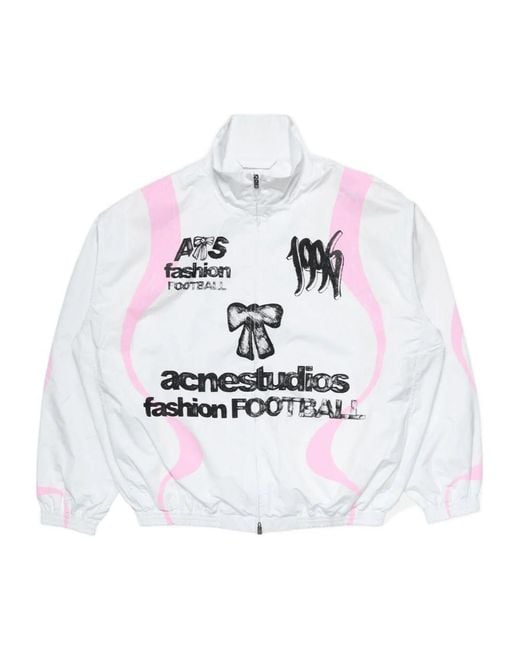 Acne White Technical Jacket With Logo for men