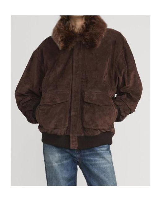 FRAME Brown Long-Sleeved Leather Jacket