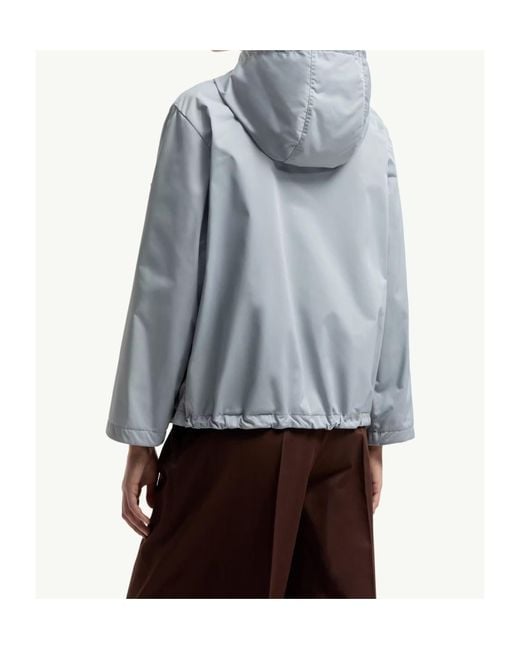 Moncler Blue Logo Patch Zip-Up Hooded Jacket