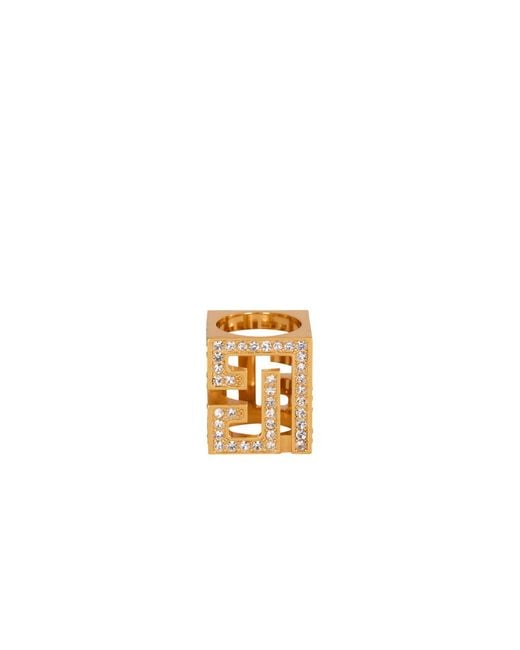 Balmain Metallic Embellished Cube Ring
