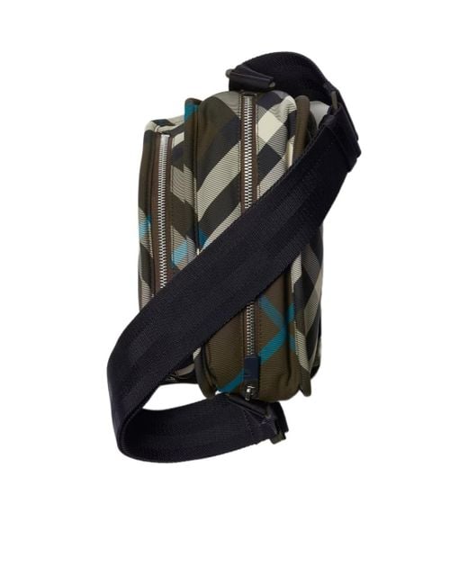 Burberry Black Shield Checked Camera Bag for men