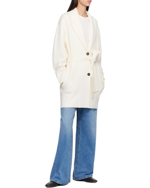 Totême Gray Totême Single-Breasted Belted Coat