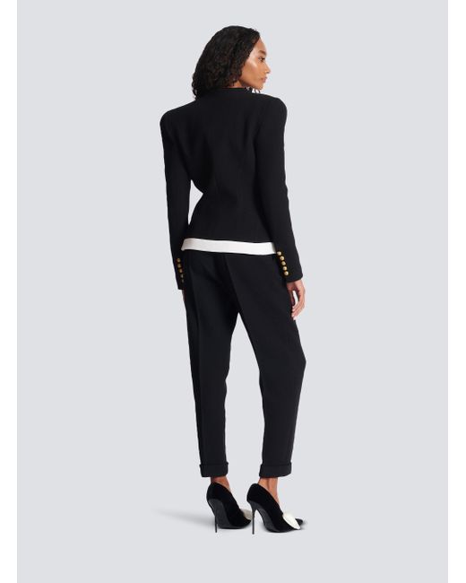 Balmain Black Two-tone Wool Jacket