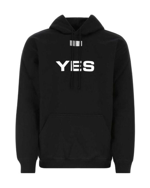 VTMNTS Black Yes No Printed Drawstring Hoodie for men