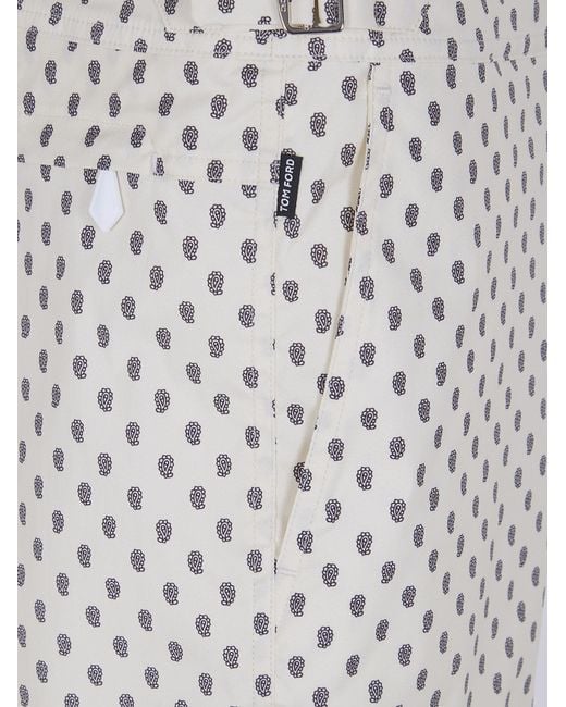 Tom Ford White Paisley Pattern Swimming Trunks for men