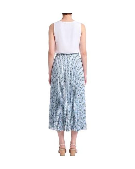 Tory Burch Blue Ruched Colorful Midi Skirt
