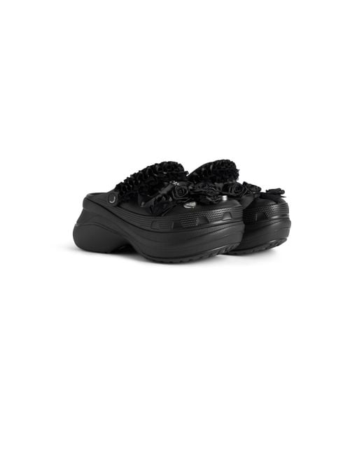 Balenciaga Black Crocs Embellished Platform Clogs