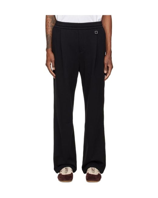 Wooyoungmi Black Pleated Drawstring-Waist Track Pants for men