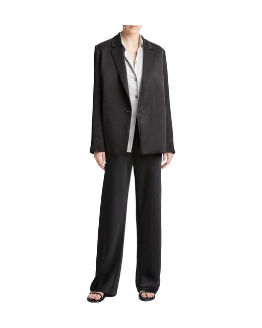 Vince Black Single-Breasted Satin Blazer