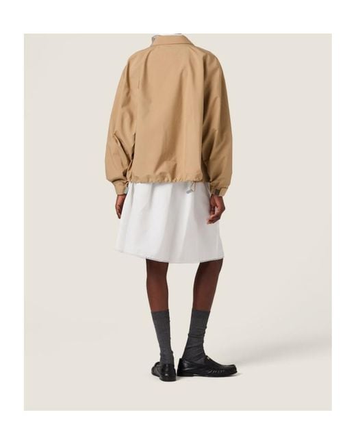 Miu Miu Natural Long-Sleeved Zip-Up Windbreaker