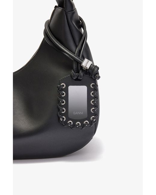 Ganni Black Medium Laces Hobo Bag