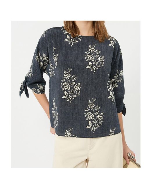 Weekend by Maxmara Blue Printed Silk Crepe De Chine Blouse