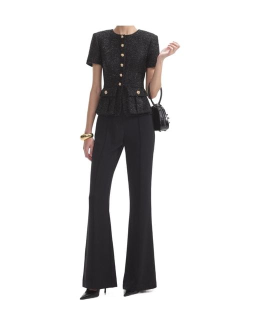 Self-Portrait Black Tinsel Bouclé Jumpsuit