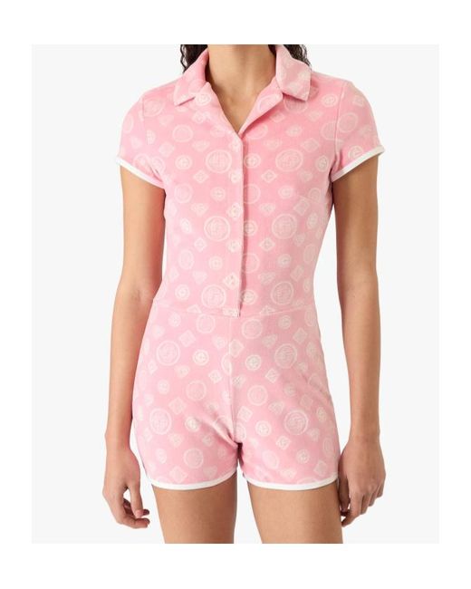 Casablanca Pink Velour Monogram Playsuit