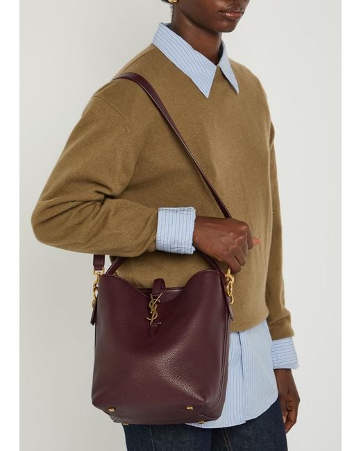 Saint Laurent Red Litchi Grain Bucket Bag
