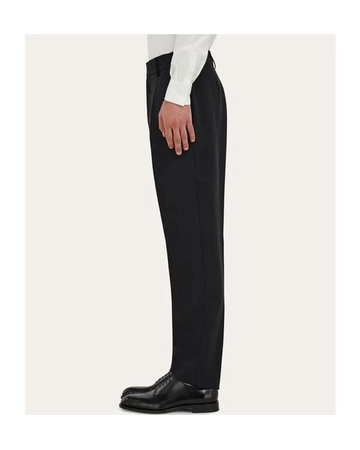 Ferragamo Black Ferragamo Straight-Leg Tailored Trousers for men