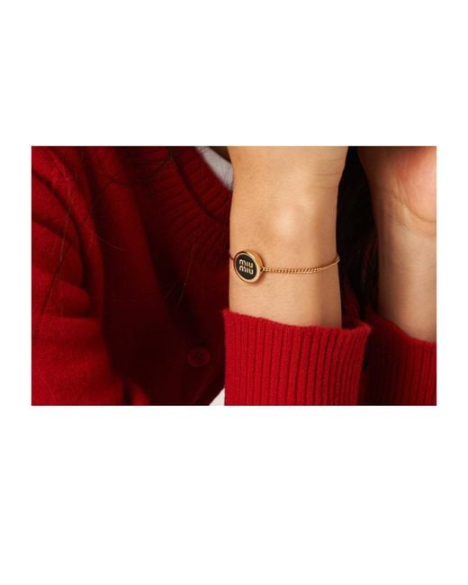 Miu Miu Metallic Enameled Metal Bracelet