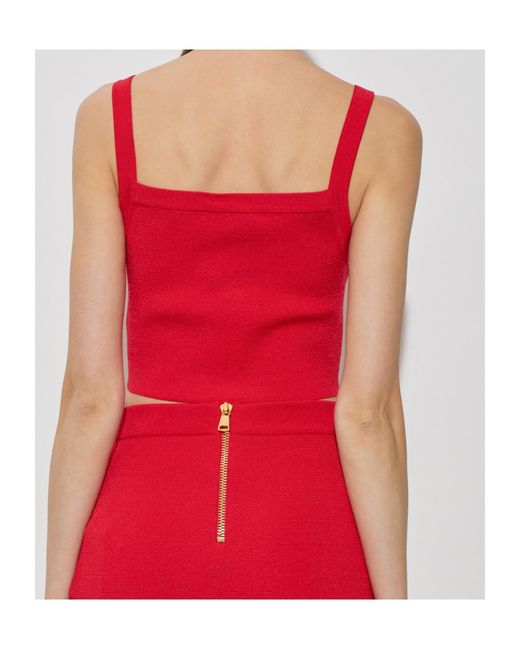 Balmain Red Buttons Knit Bralette Top