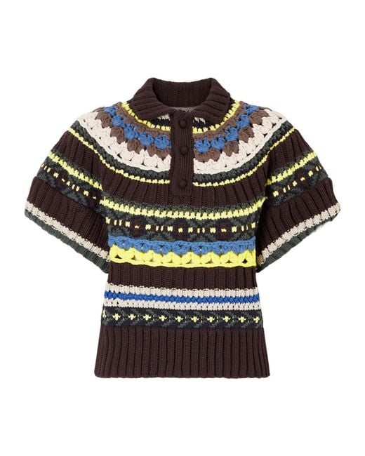 Sacai Multicolor Striped Polo Collar Sweater