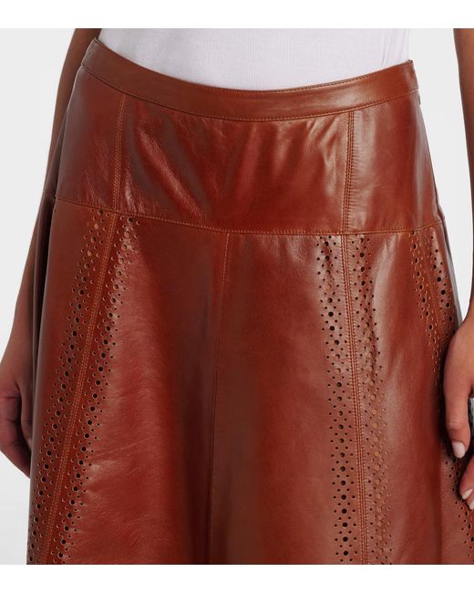 Ulla Johnson Brown Aninda Leather Midi Skirt