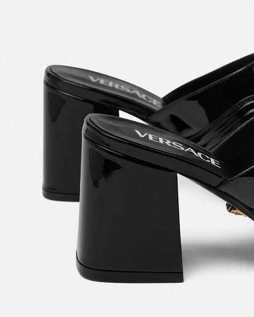 Versace Black Square-Toe Heeled Sandals