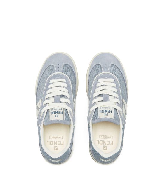 Fendi Blue Match Denim Low-Top Sneakers