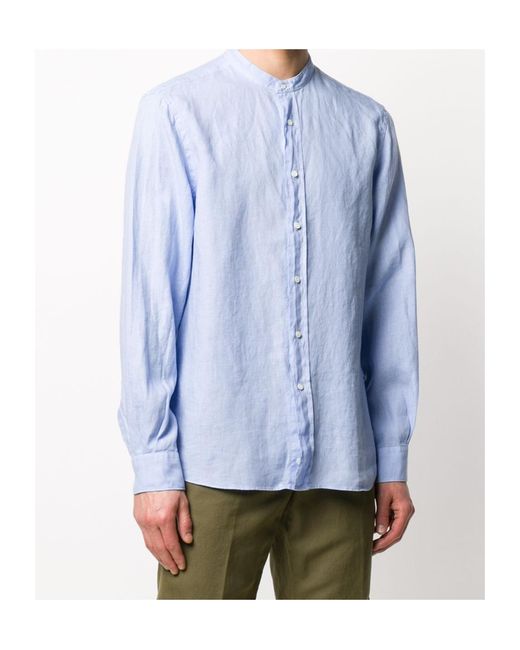 Aspesi Blue Button-Down Long-Sleeved Shirt for men