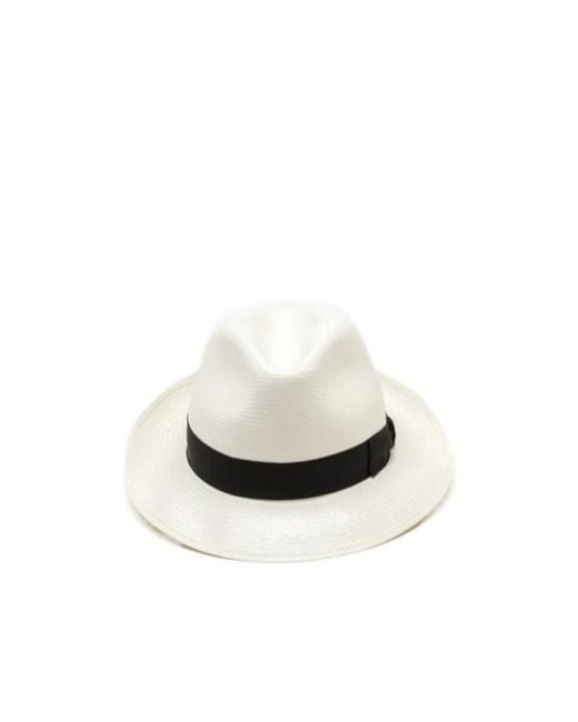 Borsalino White Classic Ribbon Hat for men