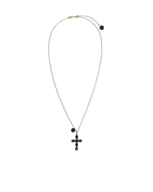 Dolce & Gabbana White 18Kt Devotion Cross Sapphire And Jade Necklace