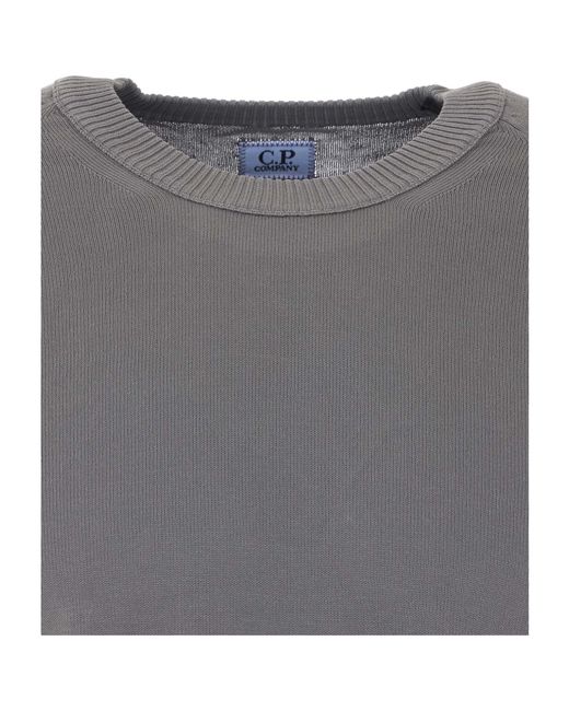 C P Company Gray Lens Detailed Crewneck Sweater for men