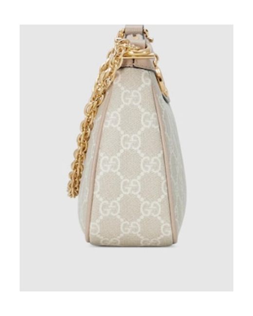 Gucci Natural Ophidia Logo Plaque Shoulder Bag